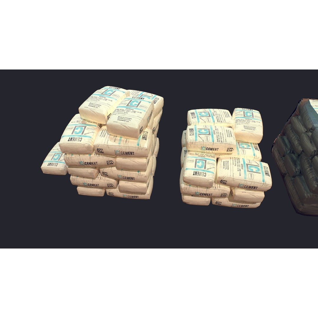 Concrete and Garbage Bags 3D Model – Low Poly Game Ready FBX - View 4
