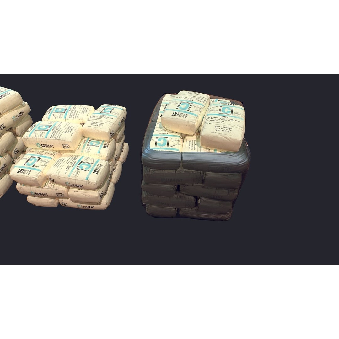 Concrete and Garbage Bags 3D Model – Low Poly Game Ready FBX - View 5