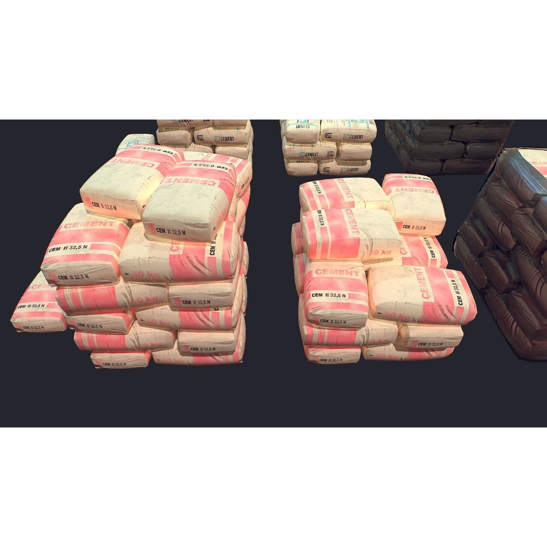 Concrete and Garbage Bags 3D Model – Low Poly Game Ready FBX - View 7