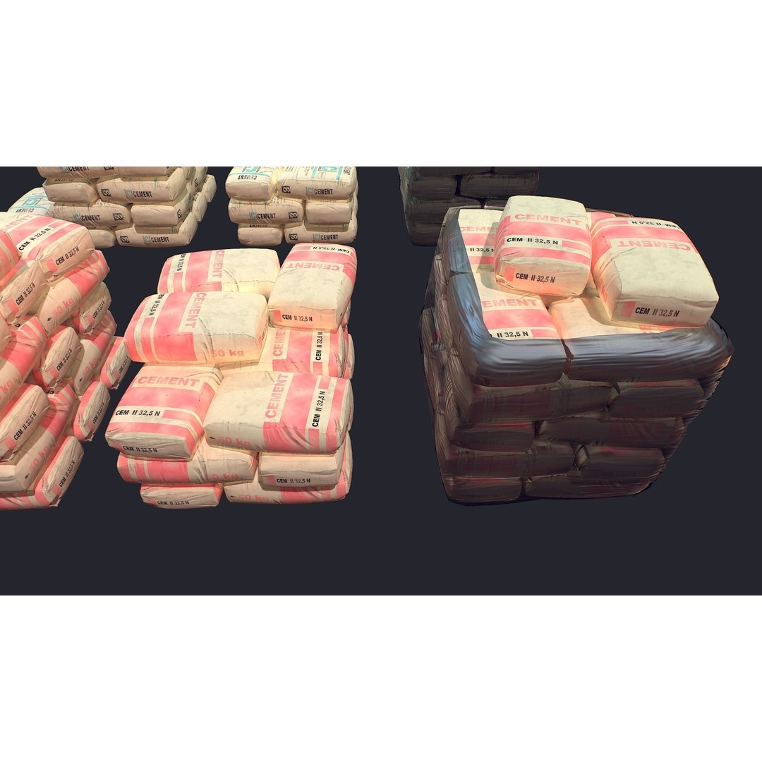 Concrete and Garbage Bags 3D Model – Low Poly Game Ready FBX - View 8