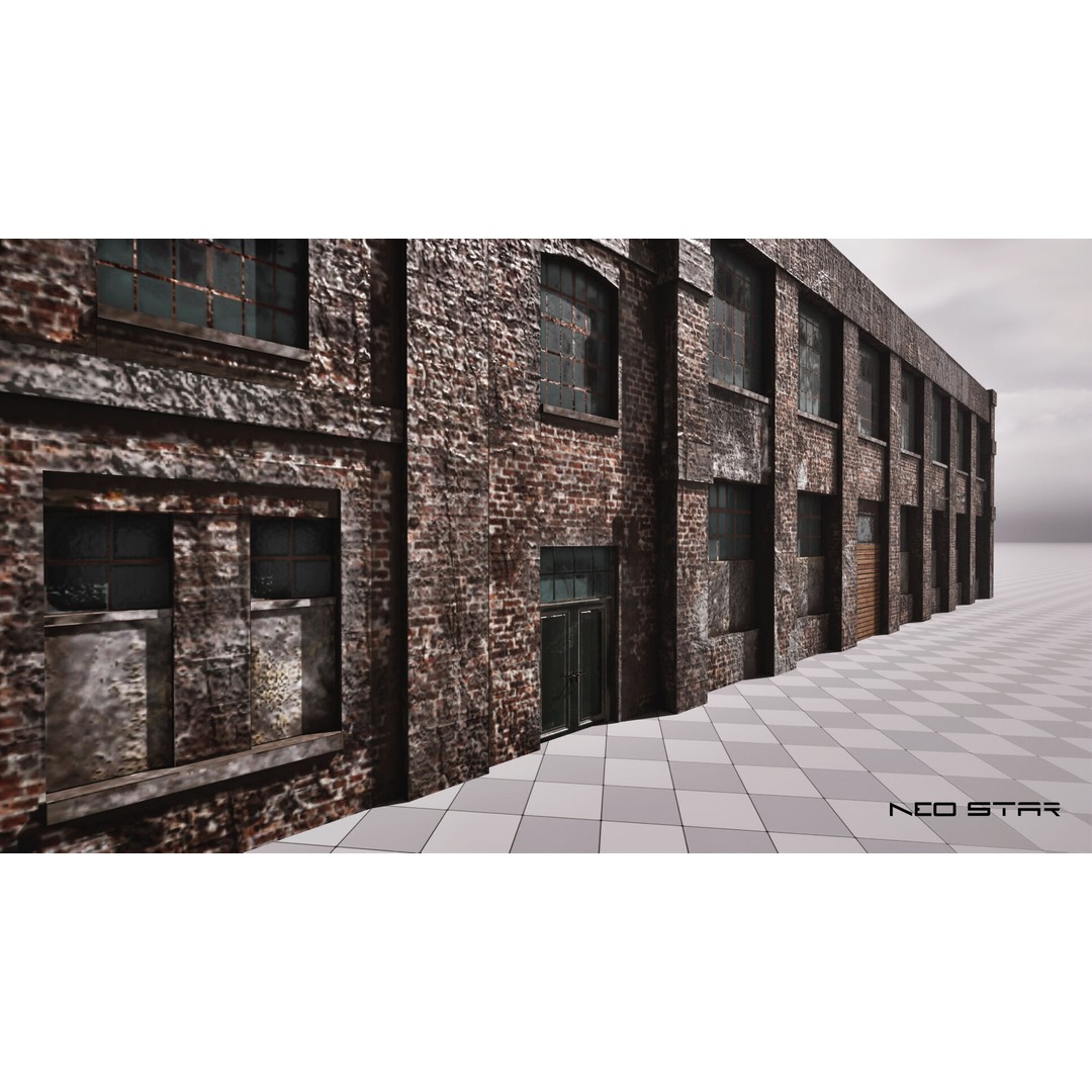 Abandoned Brick Warehouse 3D Model – Low Poly Game Asset, FBX - View 10