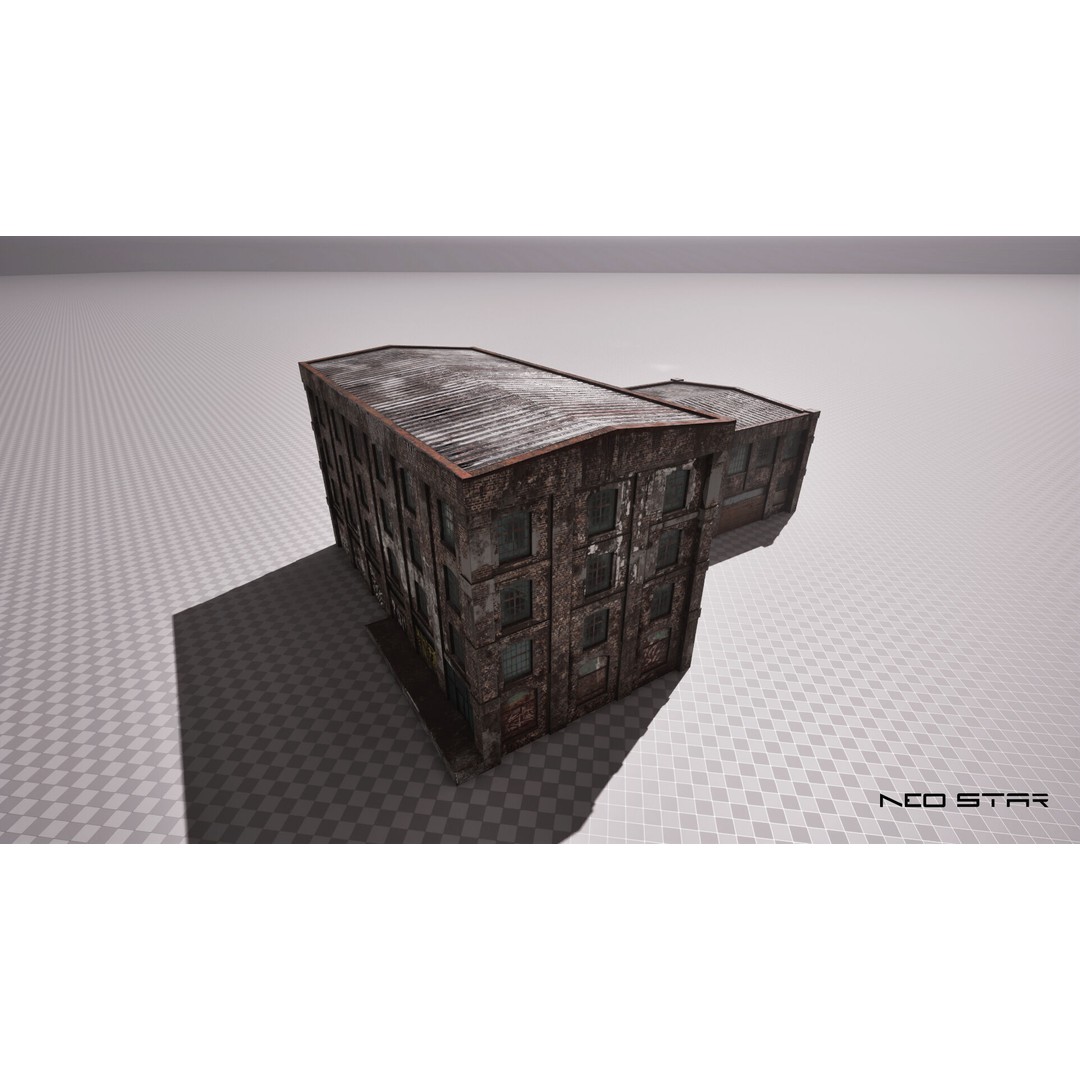 Abandoned Brick Warehouse 3D Model – Low Poly Game Asset, FBX - View 11