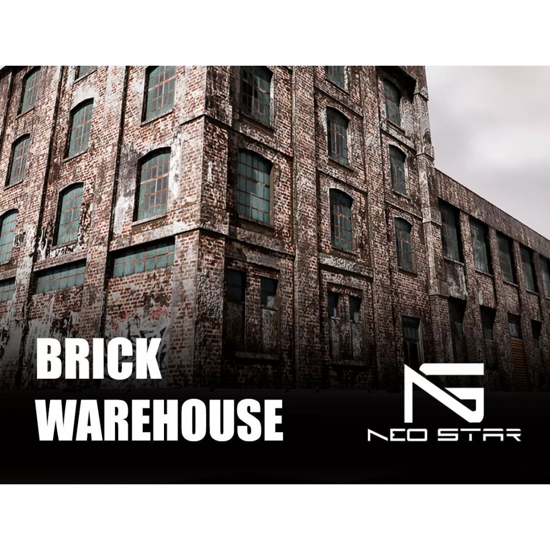 Abandoned Brick Warehouse 3D Model – Low Poly Game Asset, FBX - View 2