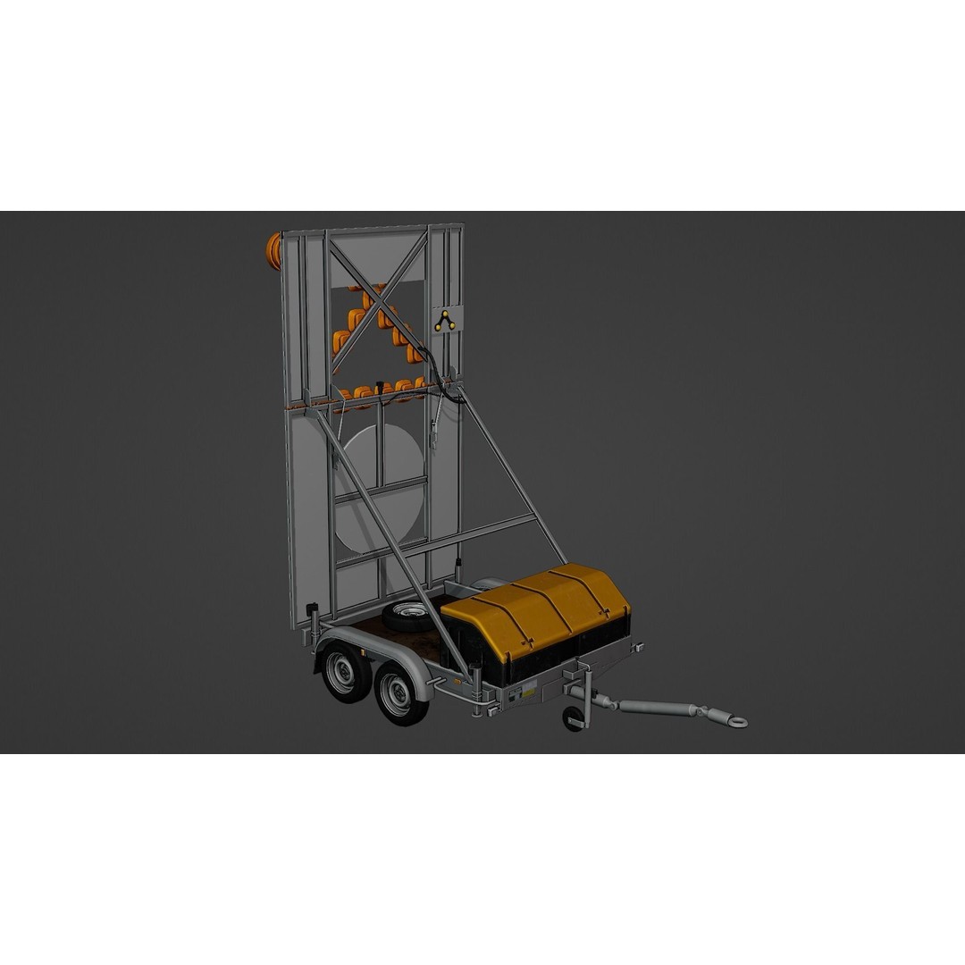 European Arrow Board Trailer 3D Model – High Detail PBR Asset, FBX - View 11