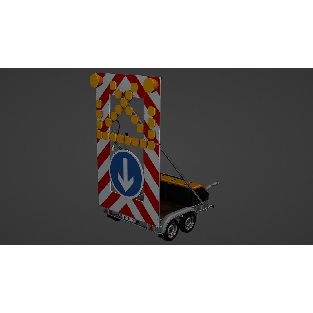 European Arrow Board Trailer 3D Model – High Detail PBR Asset, FBX - View 5