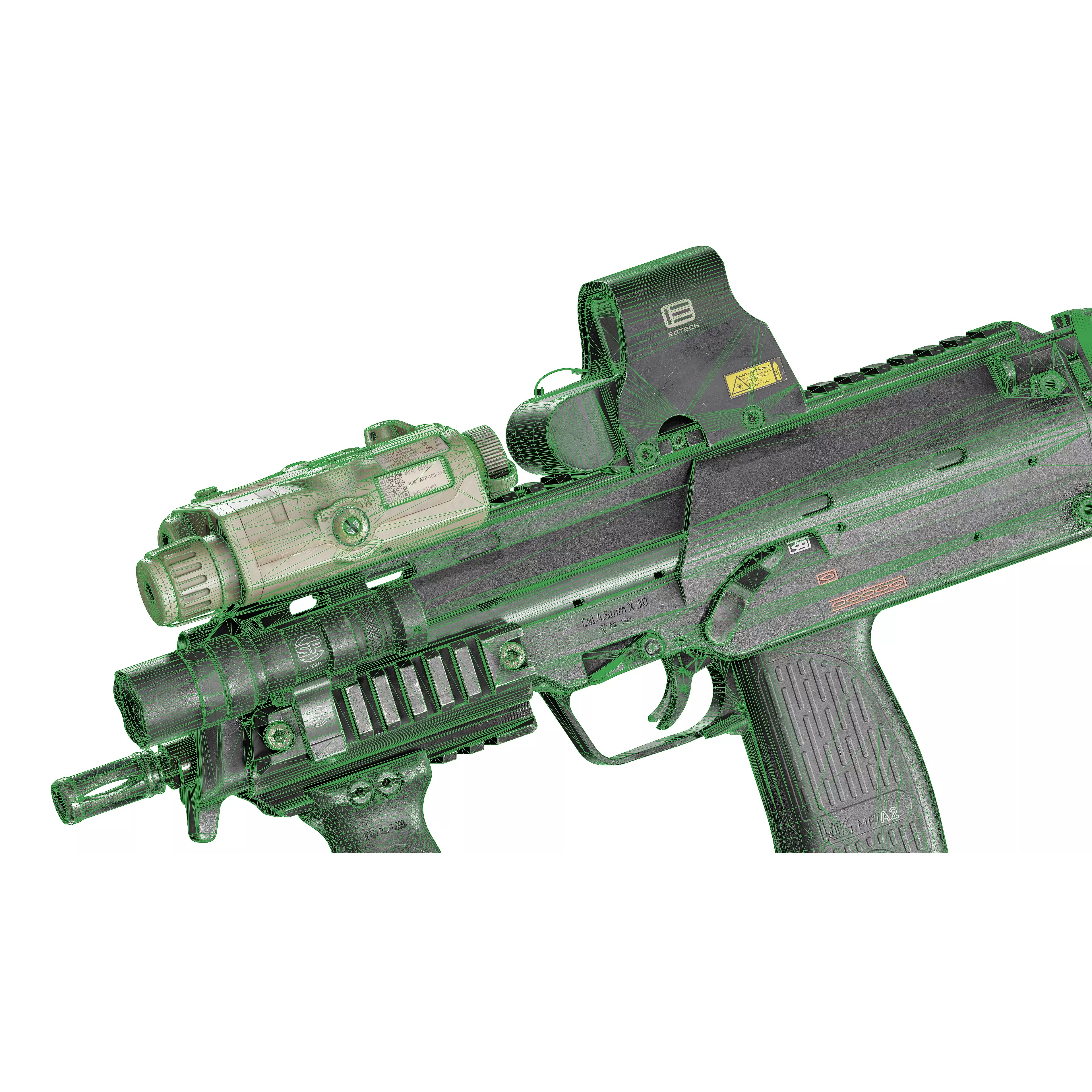 HK MP7 A2 SMG - Low-Poly Game-Ready 3D Model - View 12