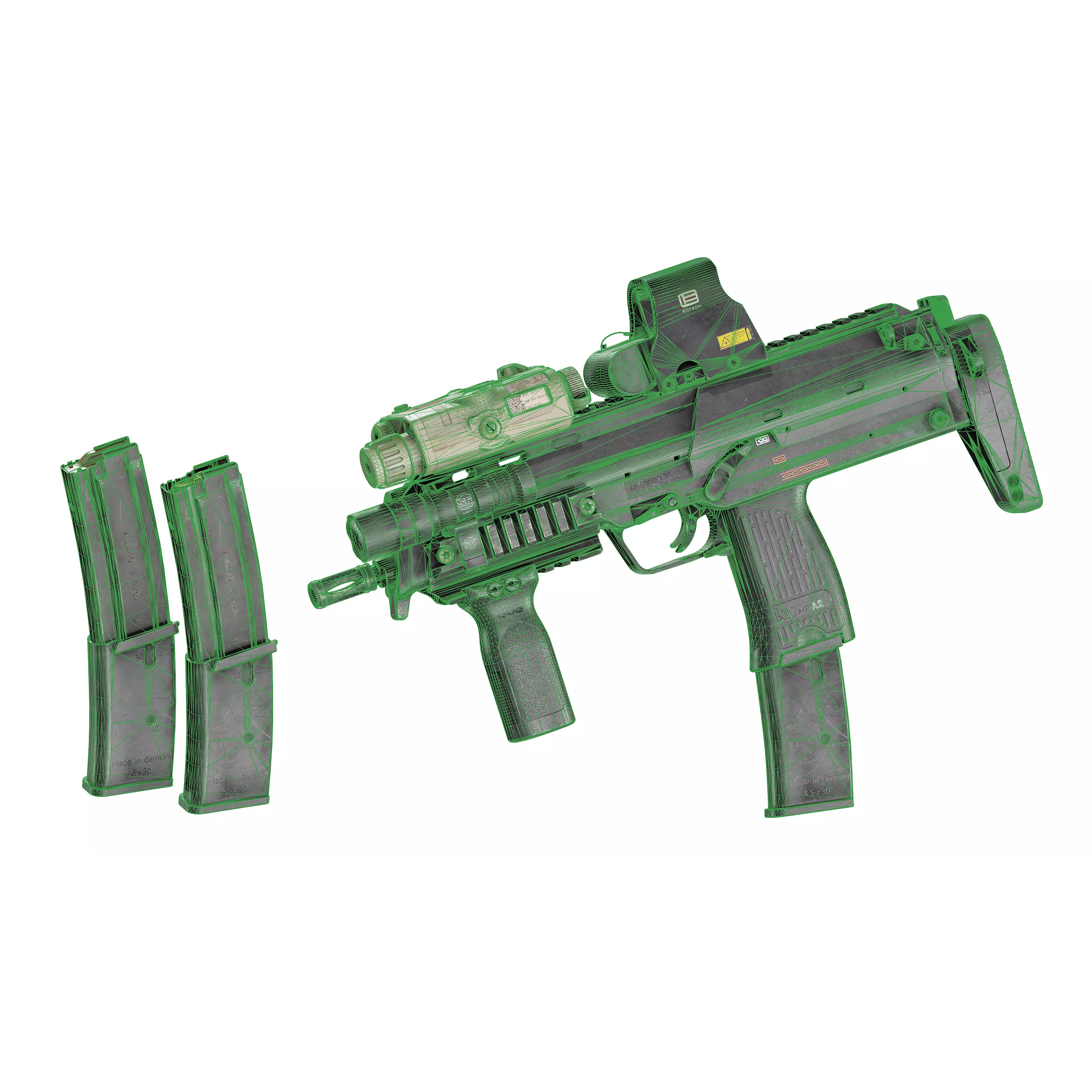 HK MP7 A2 SMG - Low-Poly Game-Ready 3D Model - View 13
