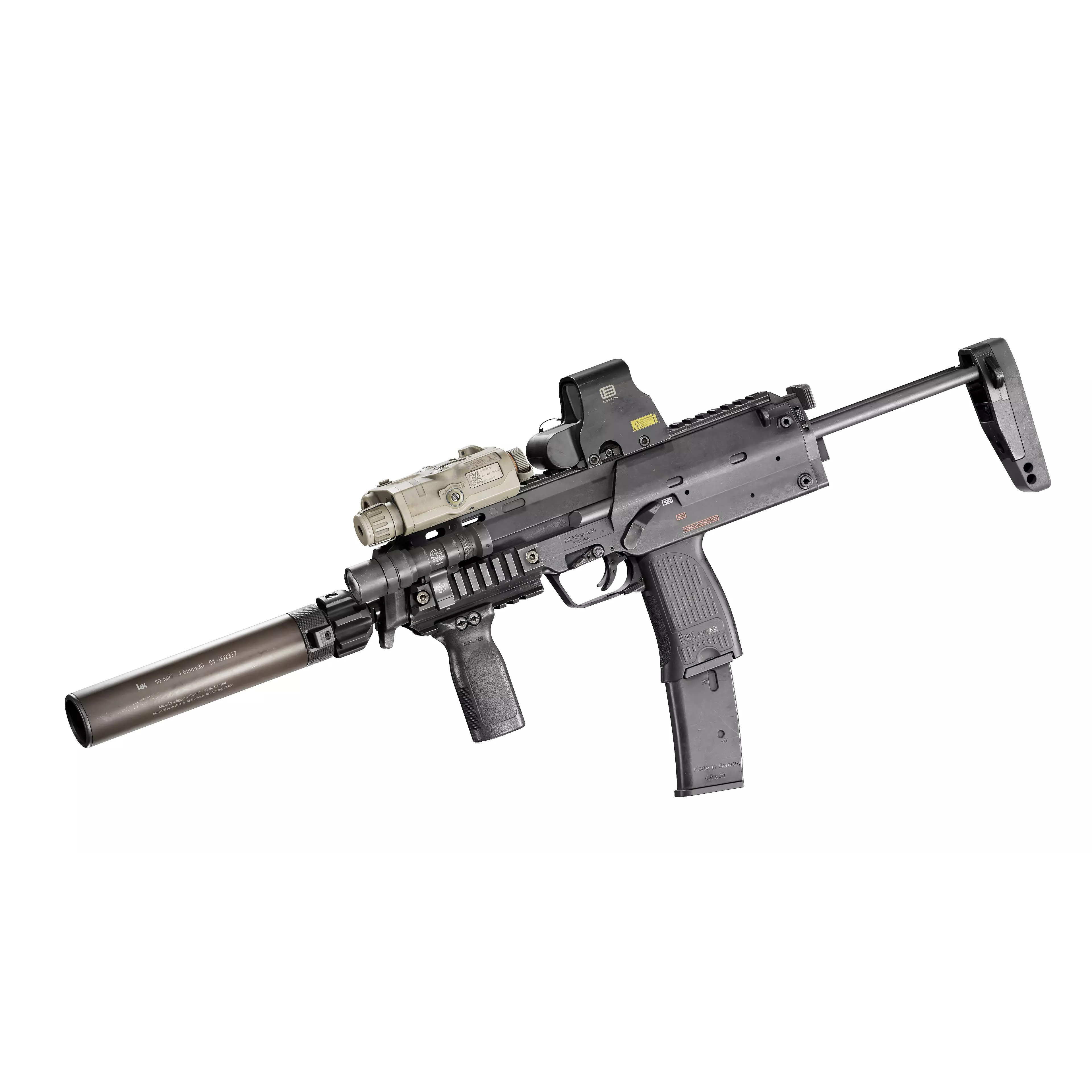 HK MP7 A2 SMG - Low-Poly Game-Ready 3D Model - View 3