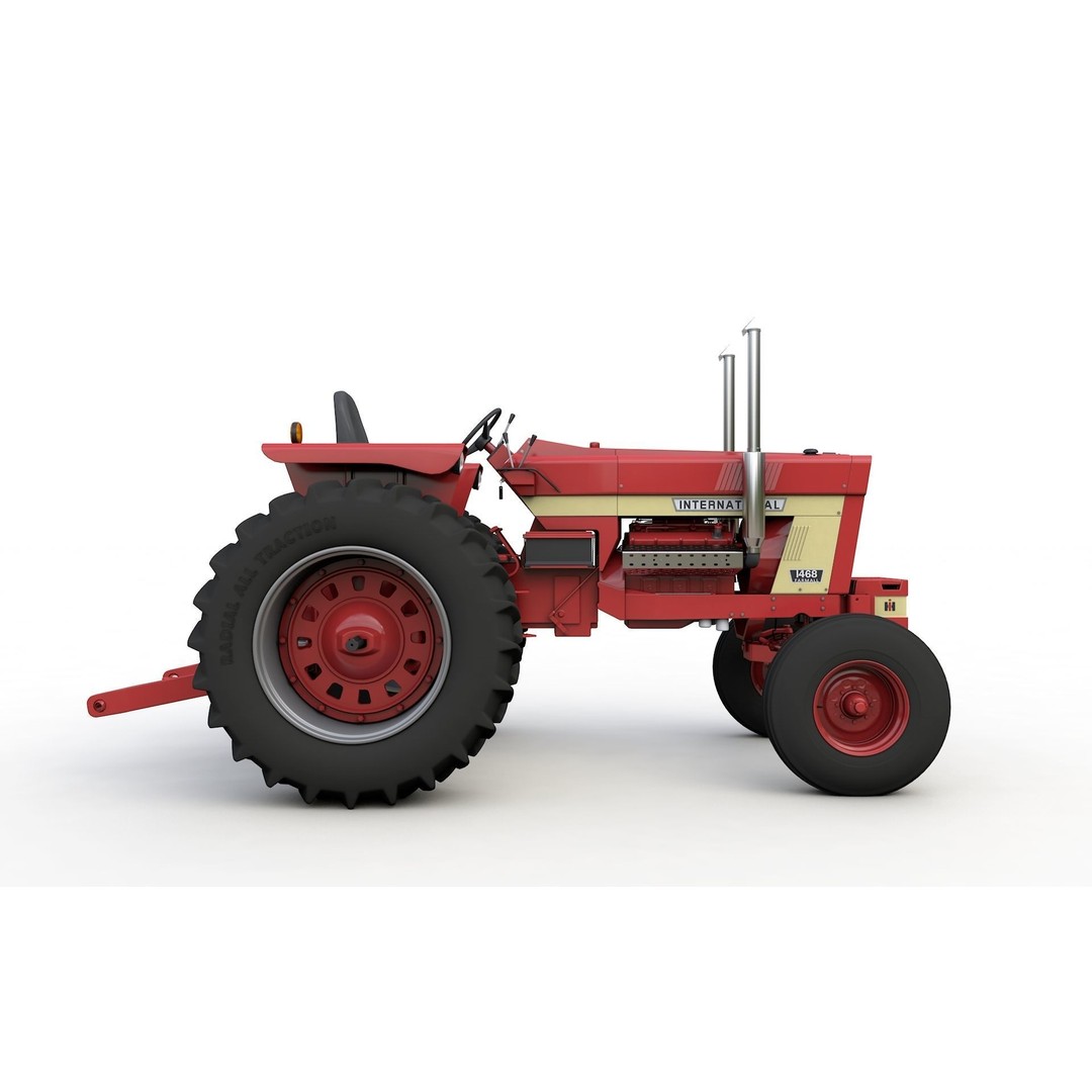 International Harvester 1468 Tractor 3D Model – High Detail Vehicle Asset, FBX, OBJ - View 10