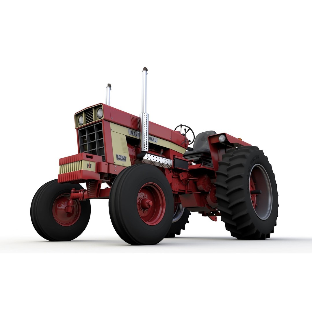 International Harvester 1468 Tractor 3D Model – High Detail Vehicle Asset, FBX, OBJ - View 3