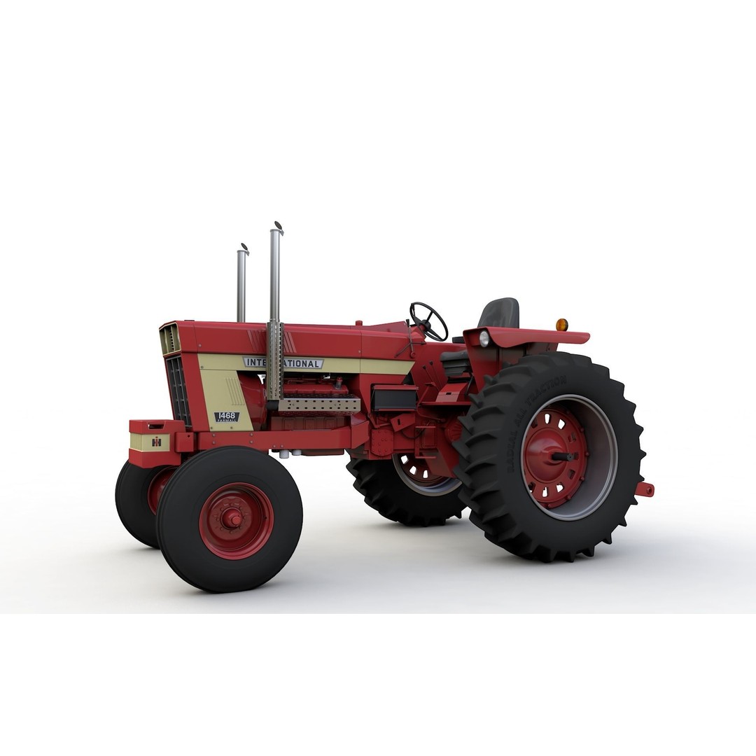 International Harvester 1468 Tractor 3D Model – High Detail Vehicle Asset, FBX, OBJ - View 4