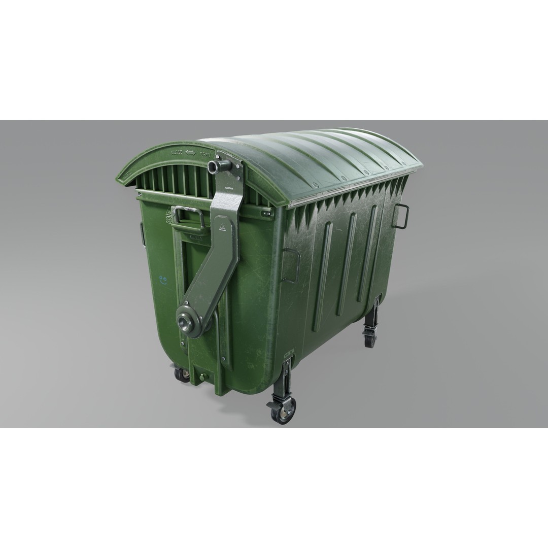 Trash Can 3D Model – Low Poly Game Asset with PBR Textures - View 10