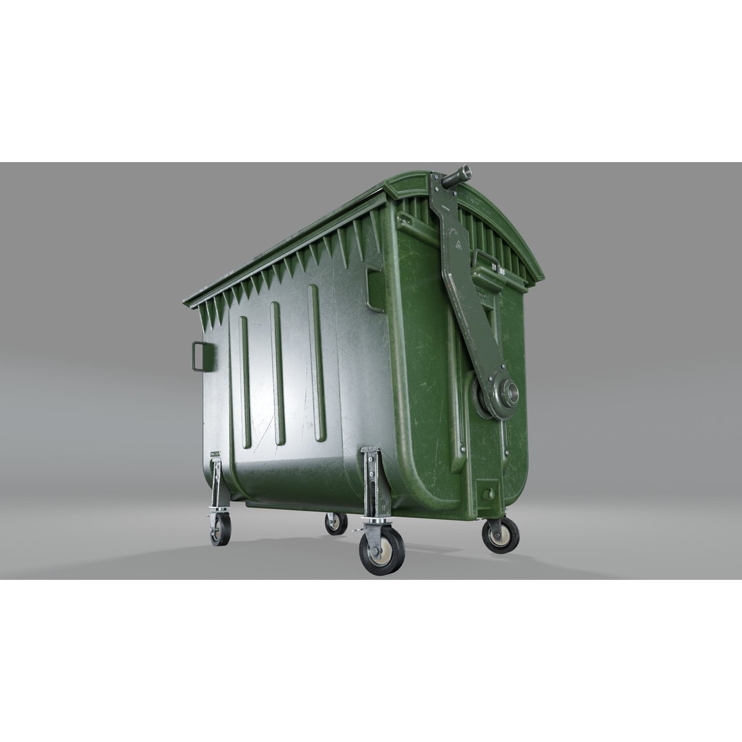 Trash Can 3D Model – Low Poly Game Asset with PBR Textures - View 11