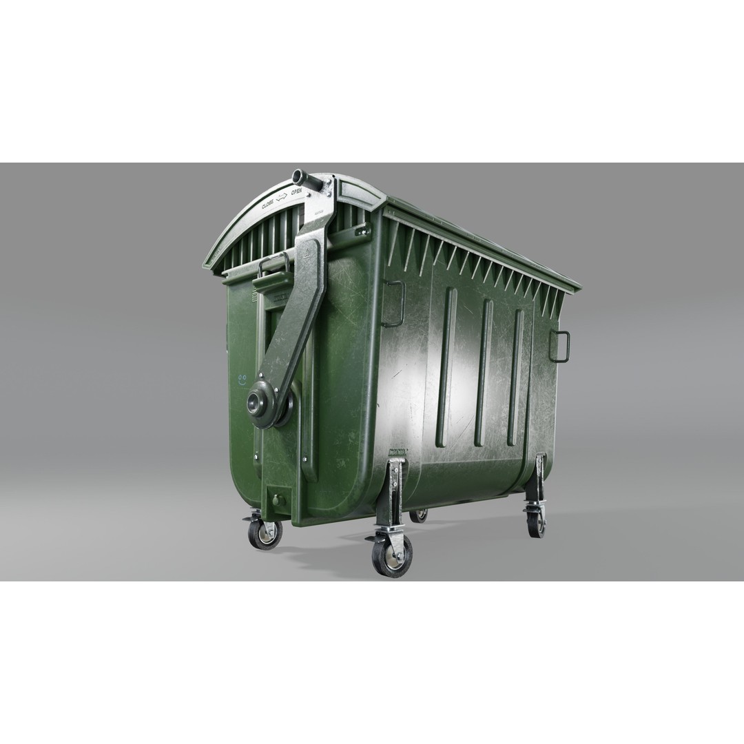 Trash Can 3D Model – Low Poly Game Asset with PBR Textures - View 12