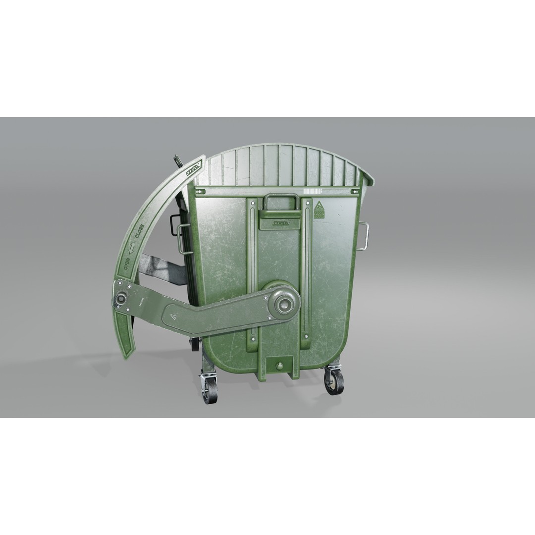 Trash Can 3D Model – Low Poly Game Asset with PBR Textures - View 13