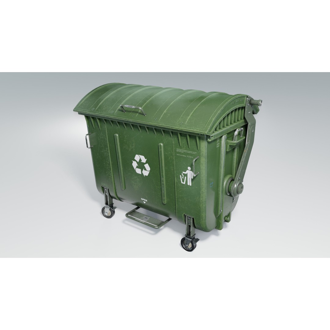 Trash Can 3D Model – Low Poly Game Asset with PBR Textures - View 14