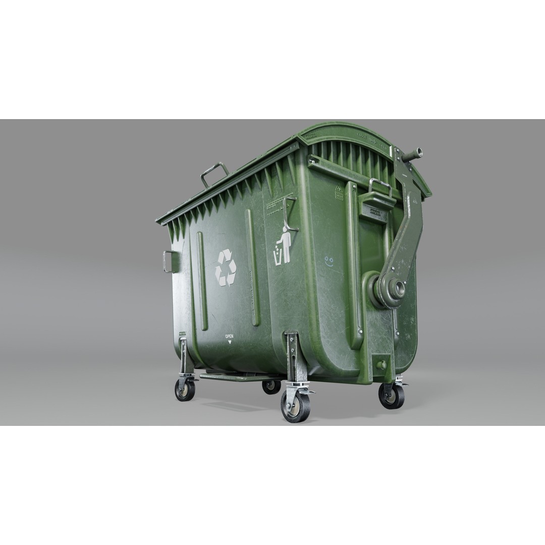 Trash Can 3D Model – Low Poly Game Asset with PBR Textures - View 17