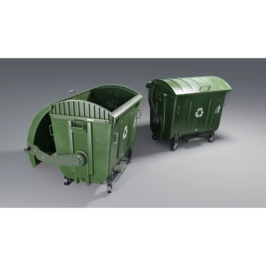 Trash Can 3D Model – Low Poly Game Asset with PBR Textures - View 2