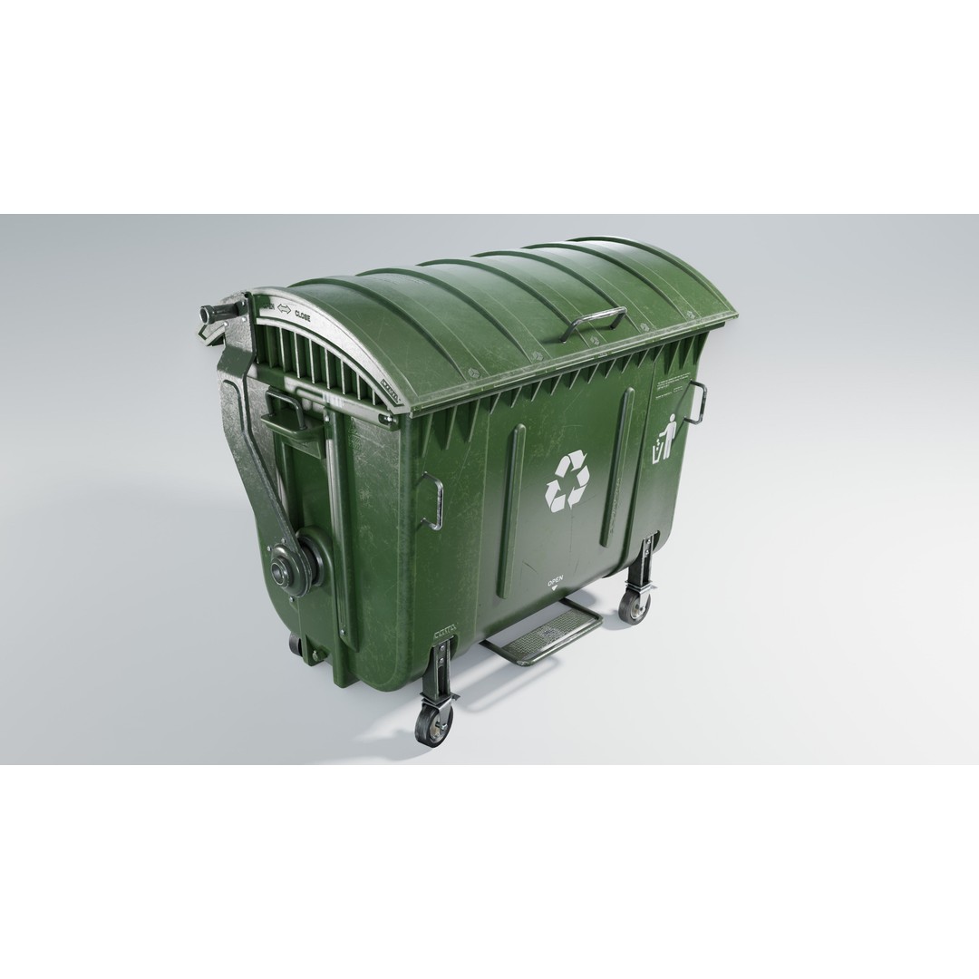 Trash Can 3D Model – Low Poly Game Asset with PBR Textures - View 3