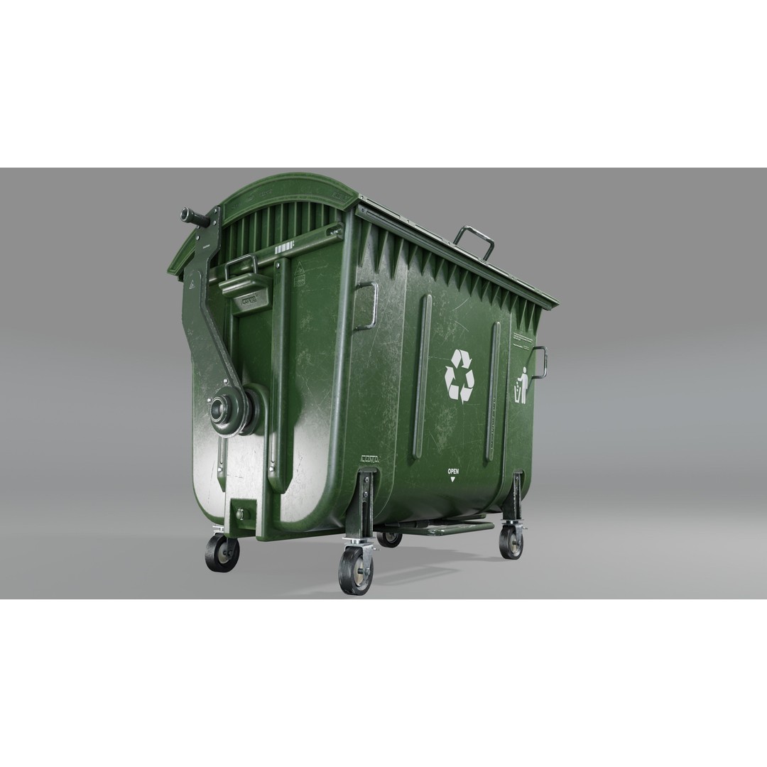 Trash Can 3D Model – Low Poly Game Asset with PBR Textures - View 4