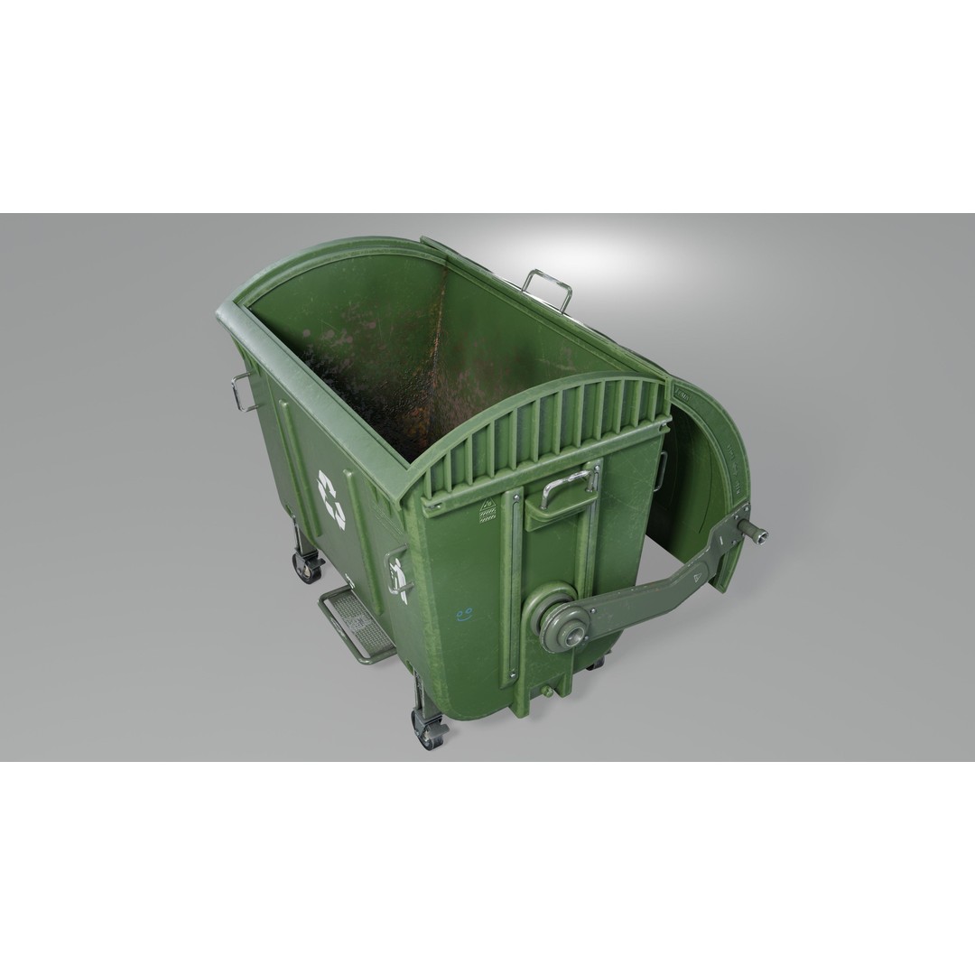 Trash Can 3D Model – Low Poly Game Asset with PBR Textures - View 6