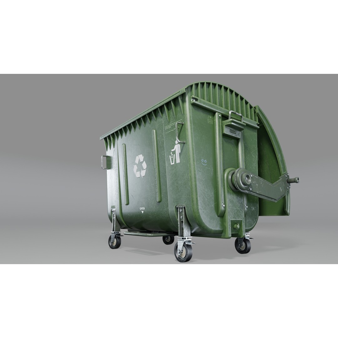 Trash Can 3D Model – Low Poly Game Asset with PBR Textures - View 7