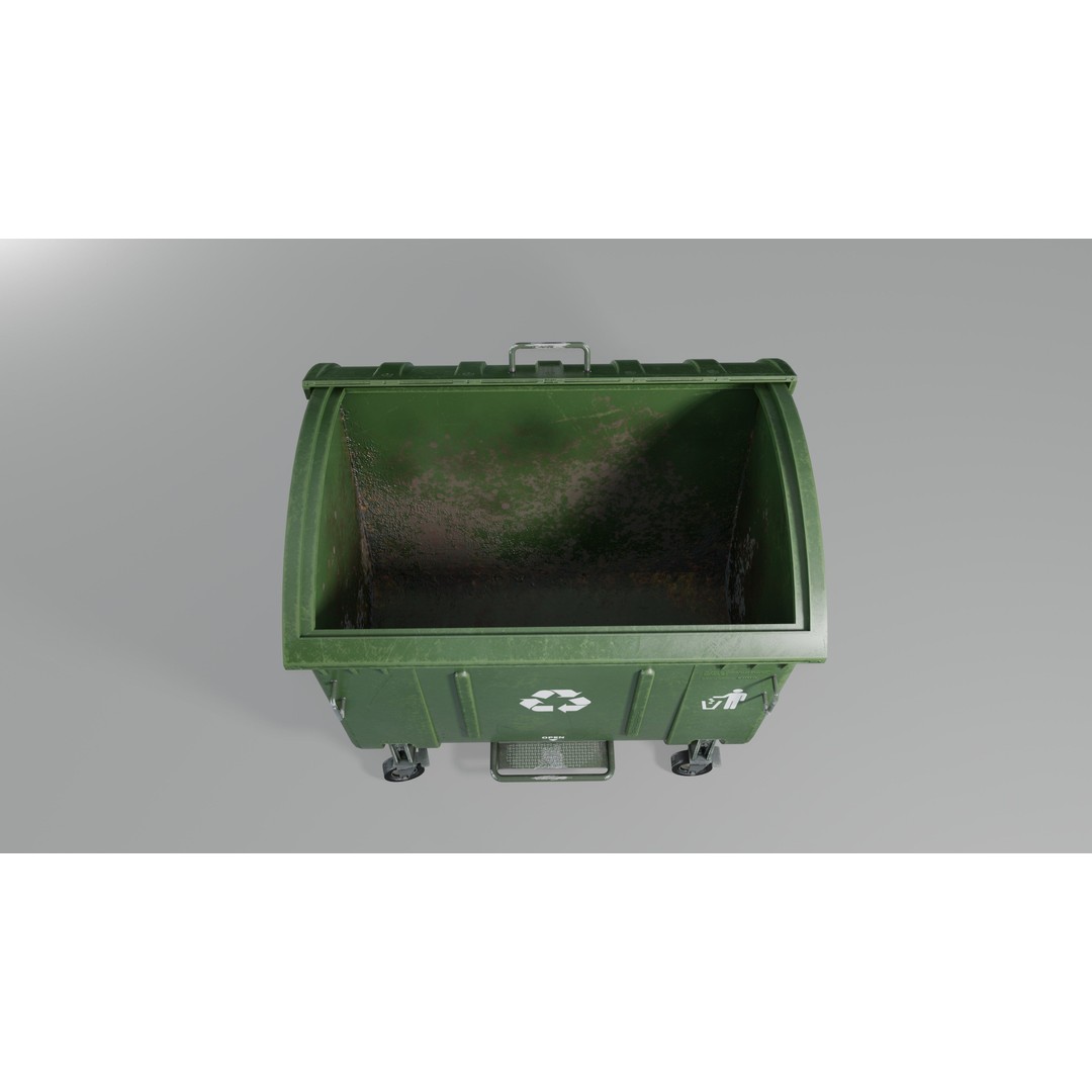Trash Can 3D Model – Low Poly Game Asset with PBR Textures - View 8