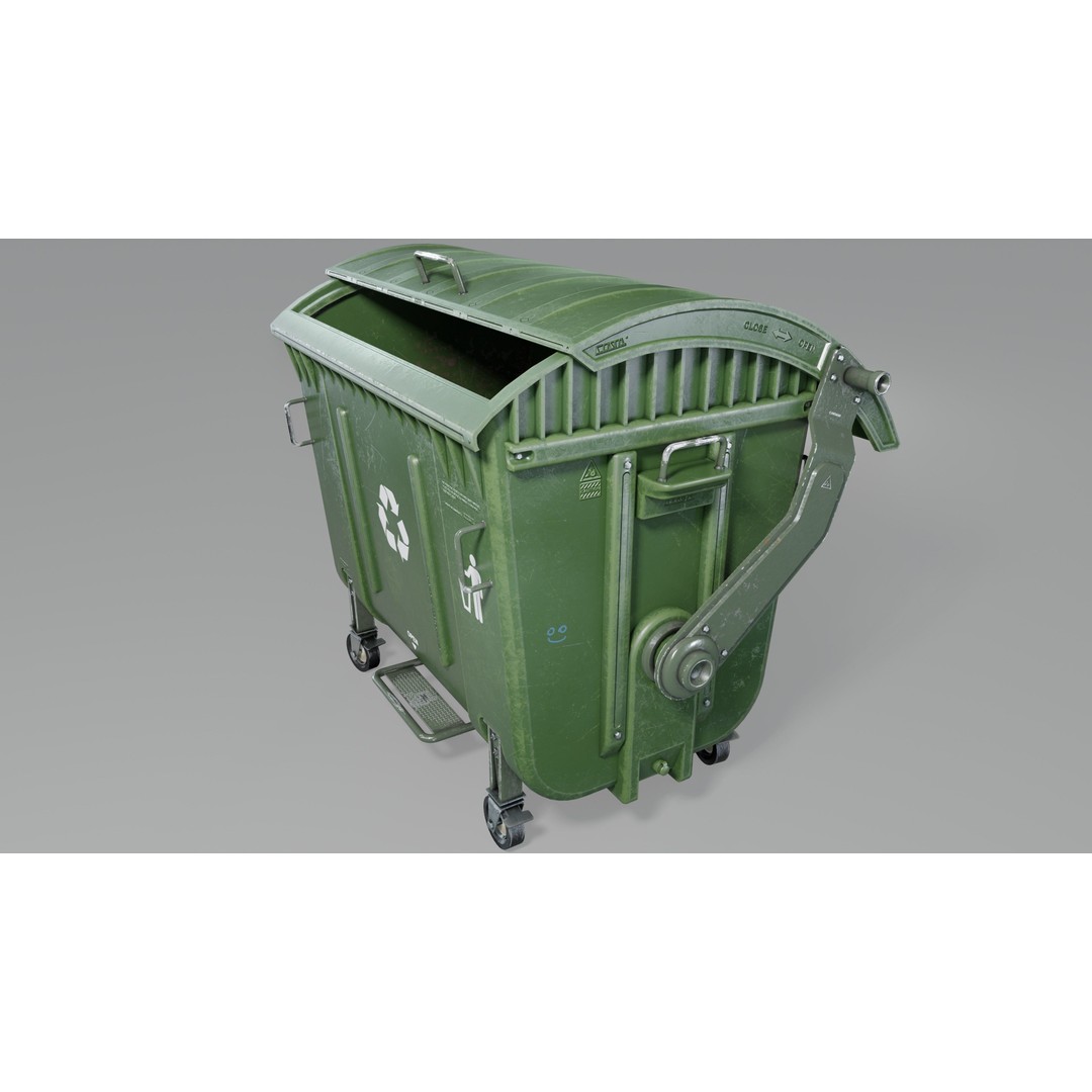 Trash Can 3D Model – Low Poly Game Asset with PBR Textures - View 9