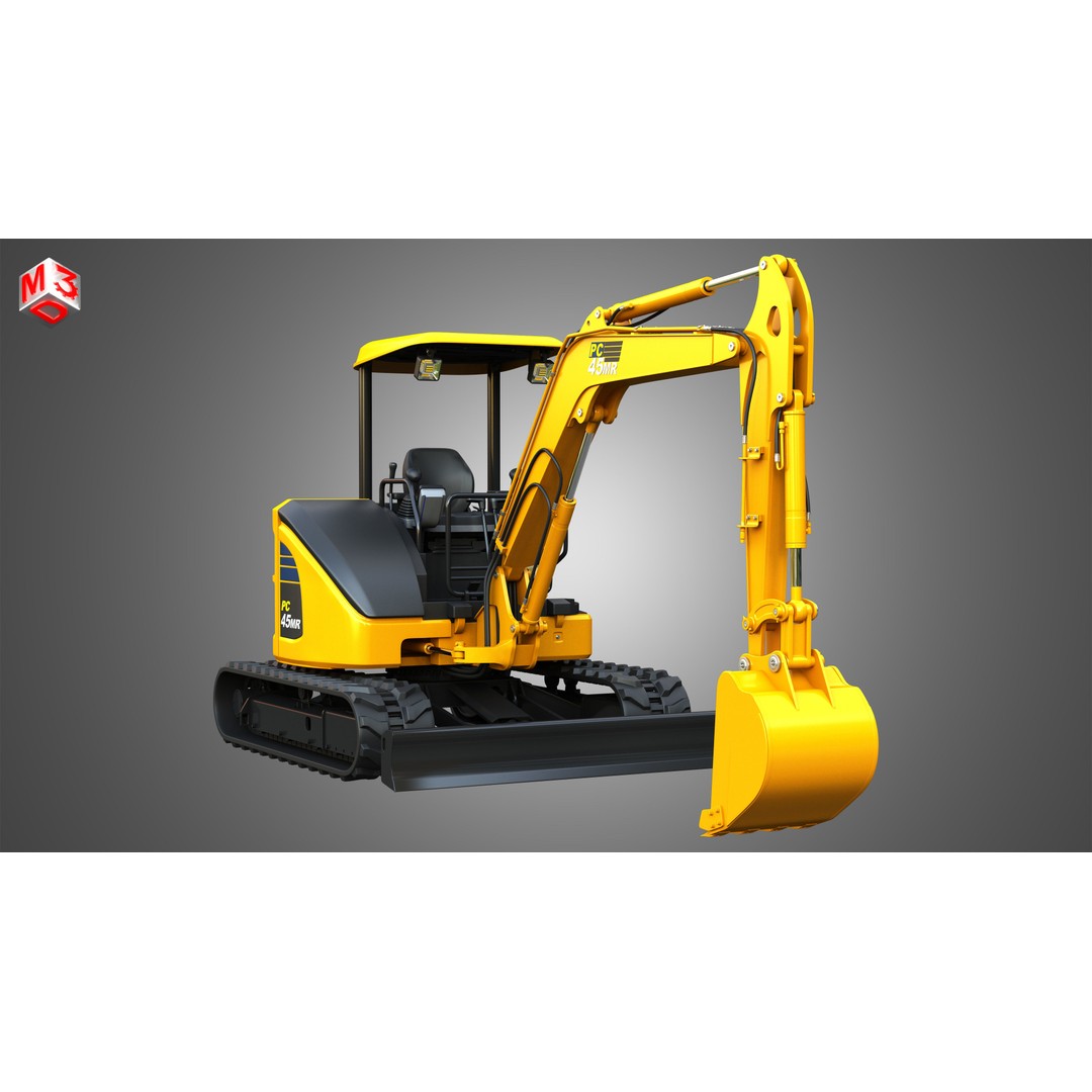 Komatsu PC45MR-5 3D Model – High Poly Hydraulic Excavator, FBX & More - View 14