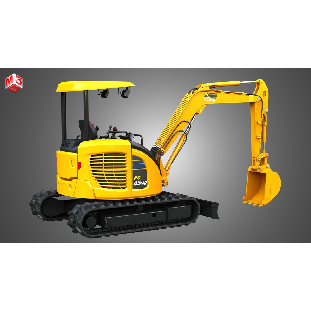 Komatsu PC45MR-5 3D Model – High Poly Hydraulic Excavator, FBX & More - View 17