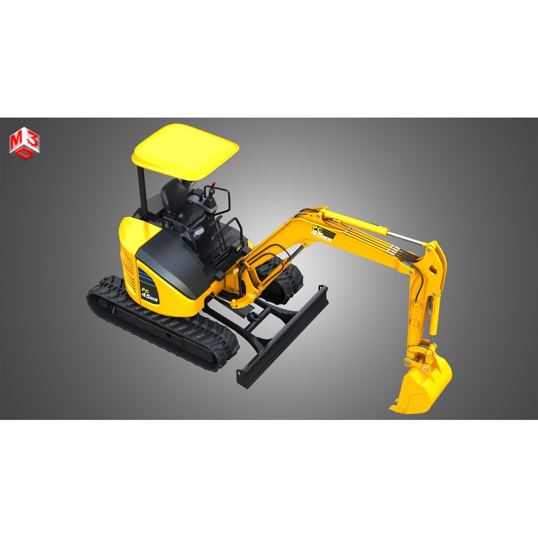 Komatsu PC45MR-5 3D Model – High Poly Hydraulic Excavator, FBX & More - View 22