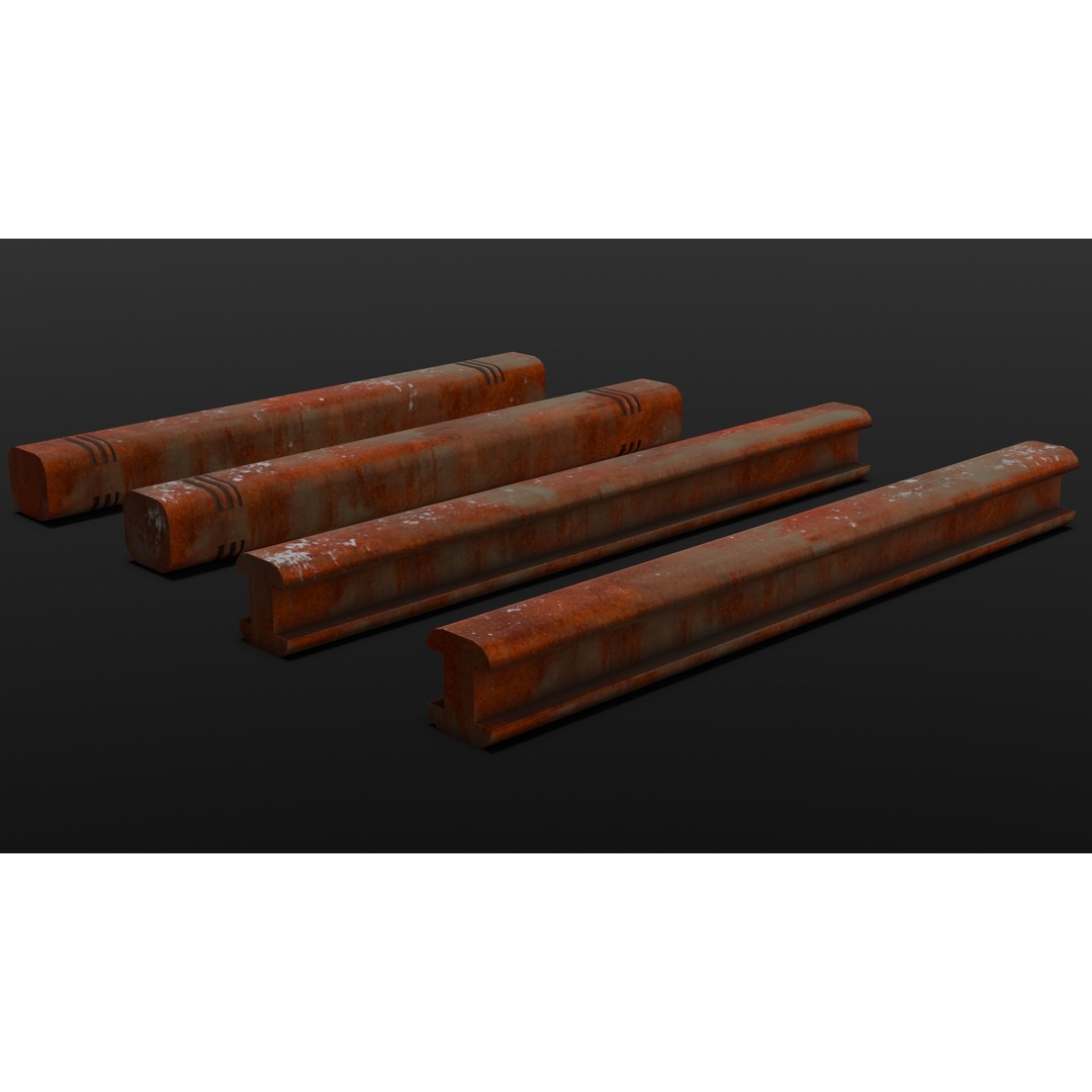 Rusted Beams 3D Model – Low Poly Industrial Asset, FBX - View 13
