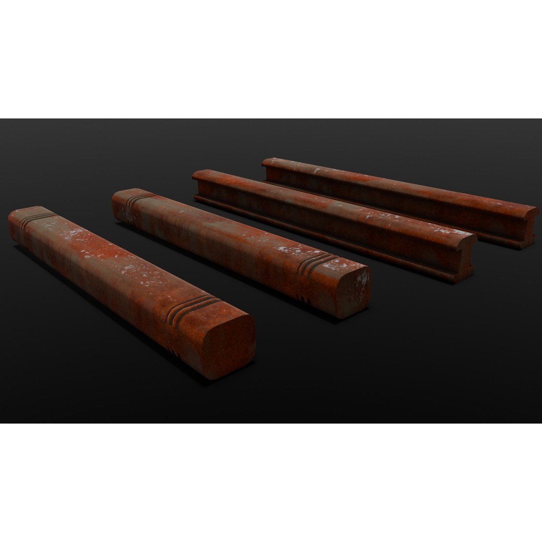 Rusted Beams 3D Model – Low Poly Industrial Asset, FBX - View 14
