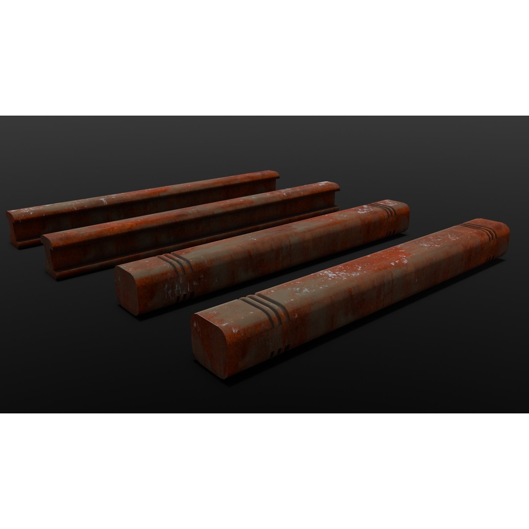 Rusted Beams 3D Model – Low Poly Industrial Asset, FBX - View 16