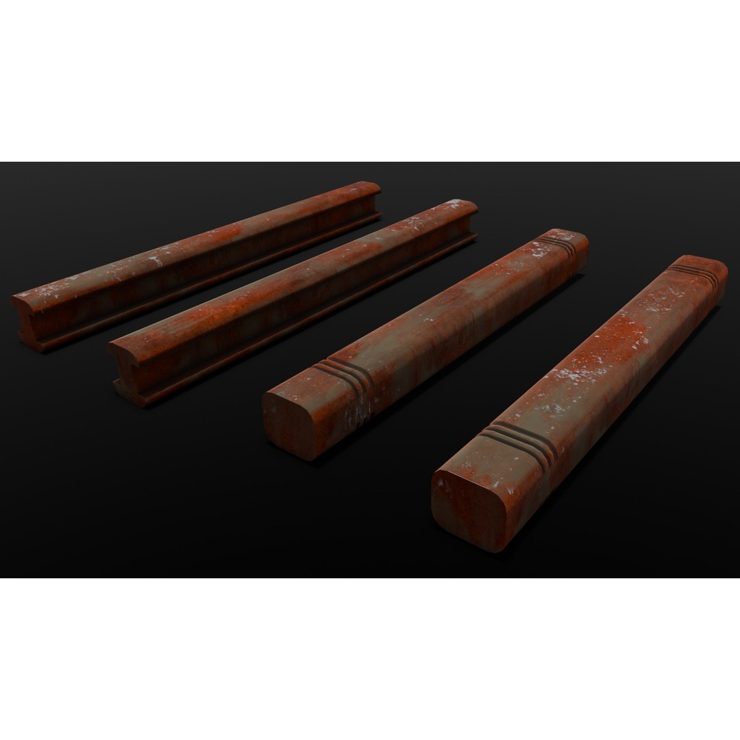 Rusted Beams 3D Model – Low Poly Industrial Asset, FBX - View 17