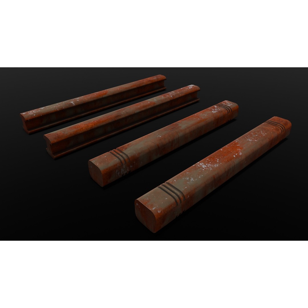 Rusted Beams 3D Model – Low Poly Industrial Asset, FBX - View 18