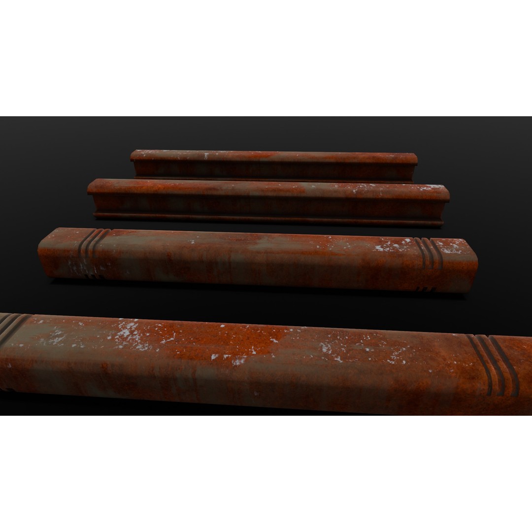Rusted Beams 3D Model – Low Poly Industrial Asset, FBX - View 4