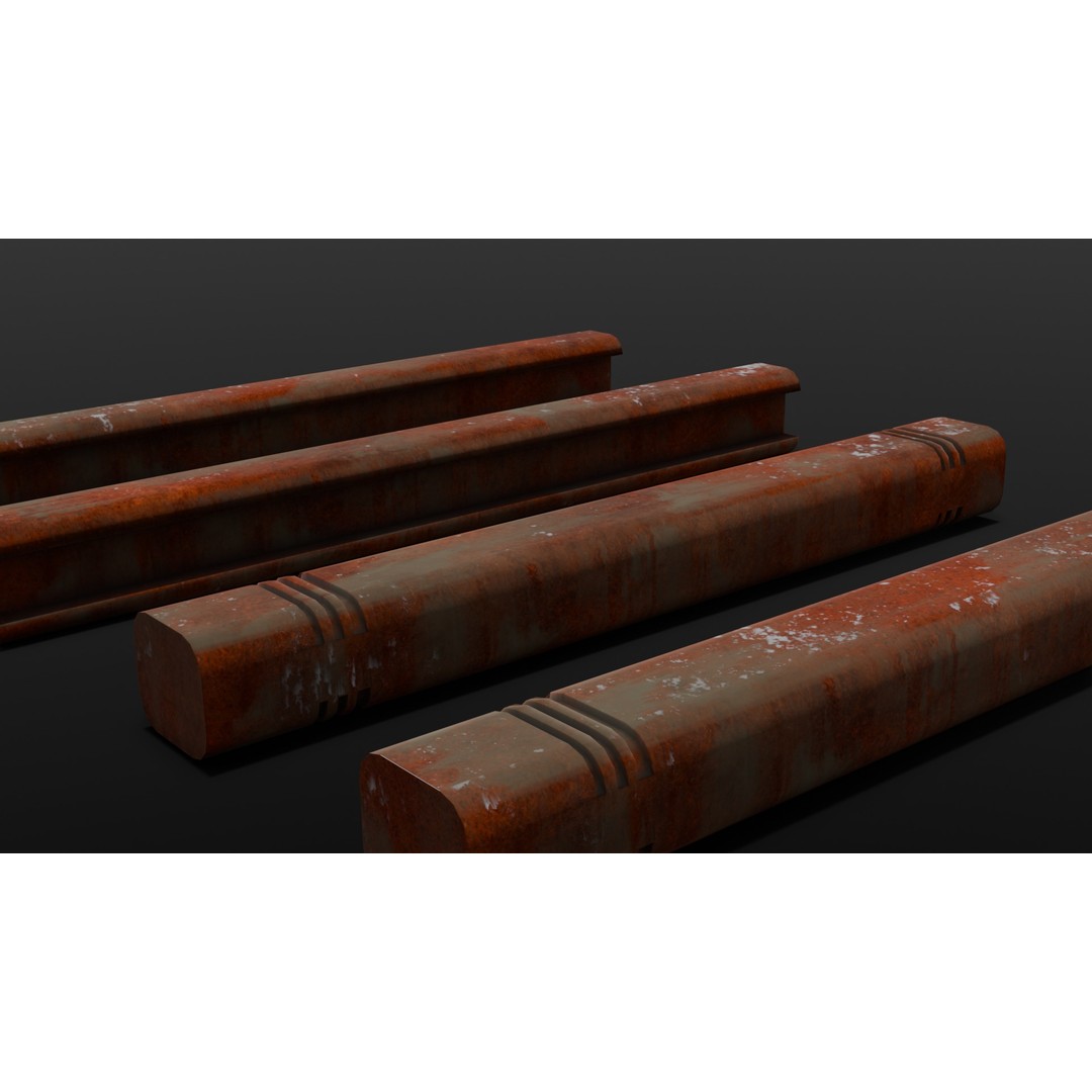 Rusted Beams 3D Model – Low Poly Industrial Asset, FBX - View 5
