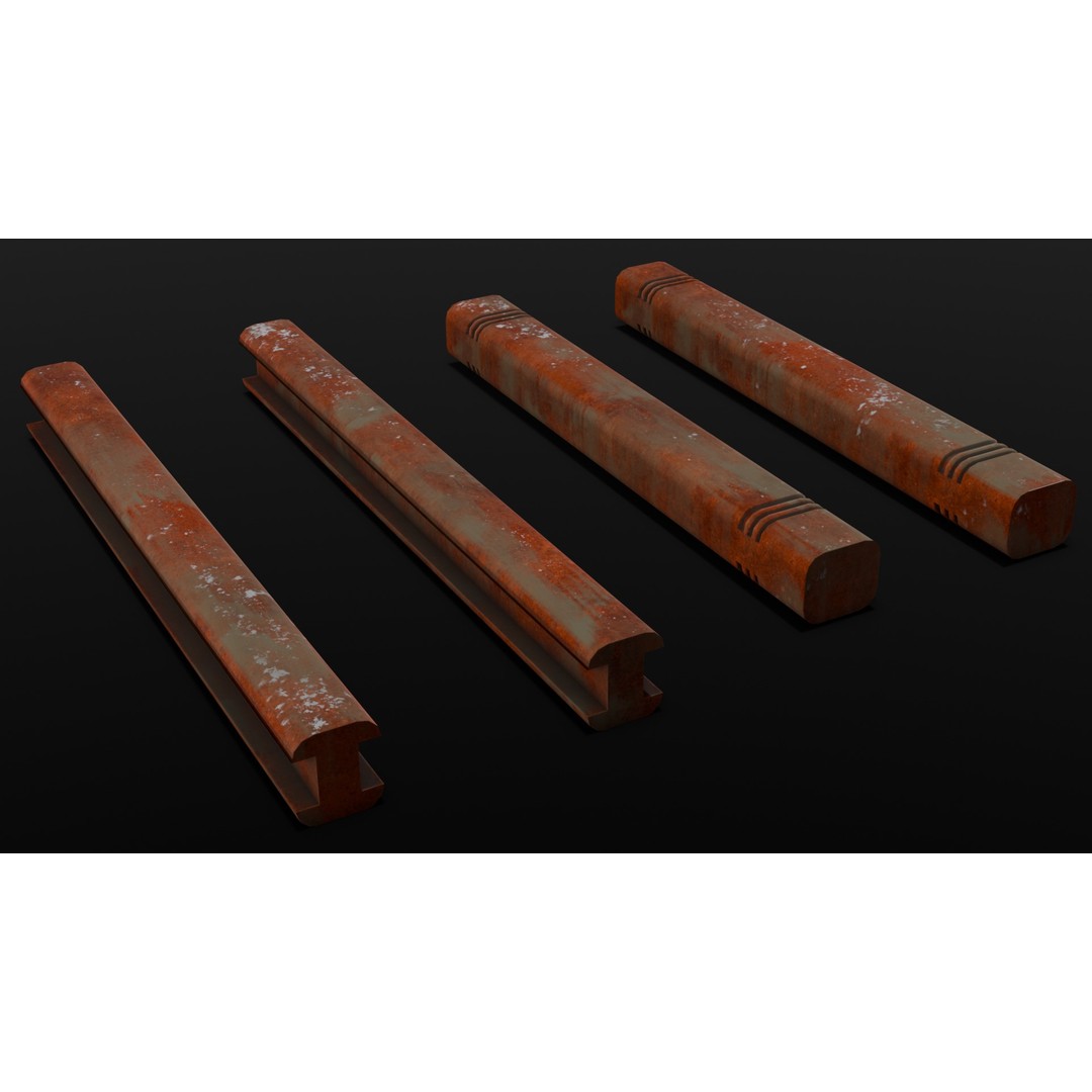 Rusted Beams 3D Model – Low Poly Industrial Asset, FBX - View 6