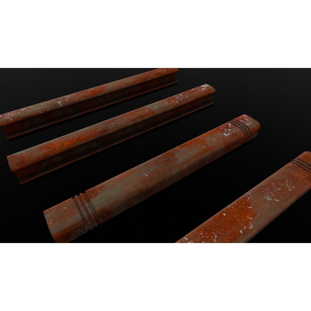 Rusted Beams 3D Model – Low Poly Industrial Asset, FBX - View 7