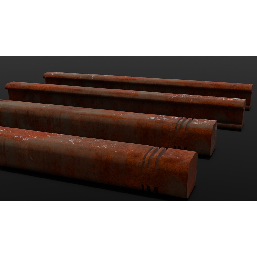 Rusted Beams 3D Model – Low Poly Industrial Asset, FBX - View 8