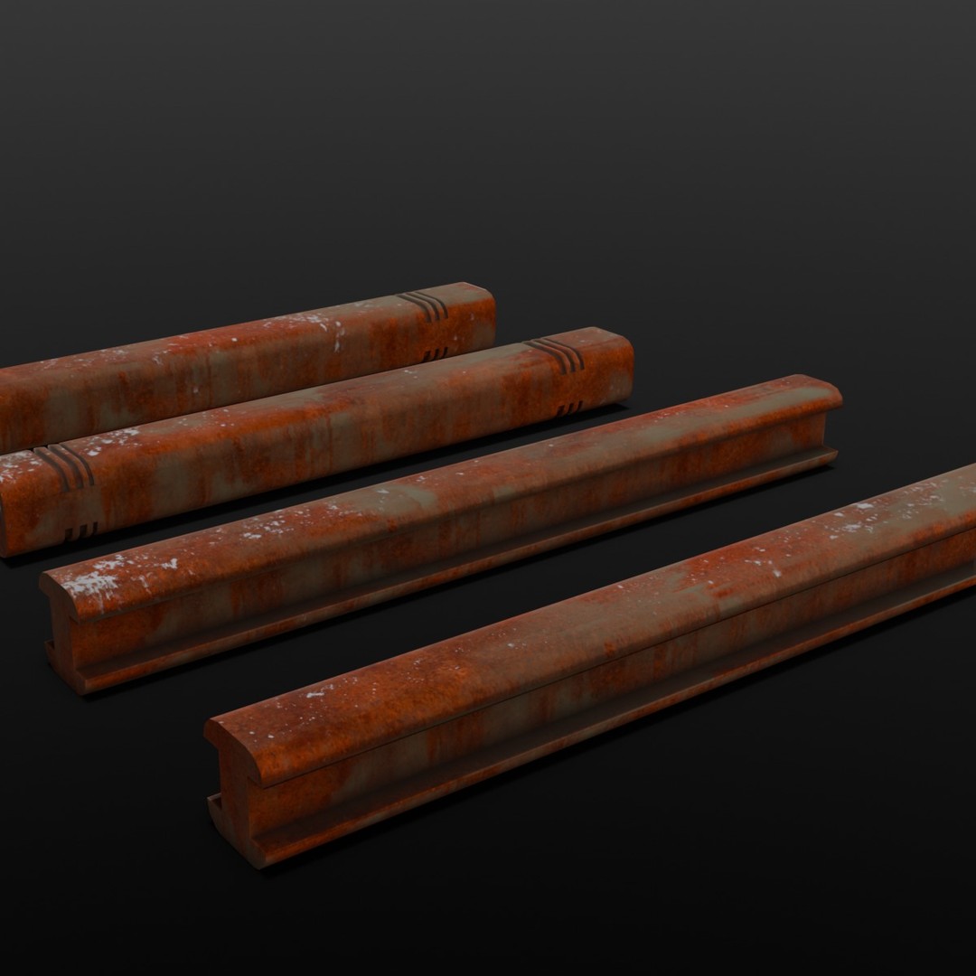 Rusted Beams 3D Model – Low Poly Industrial Asset, FBX - View 9