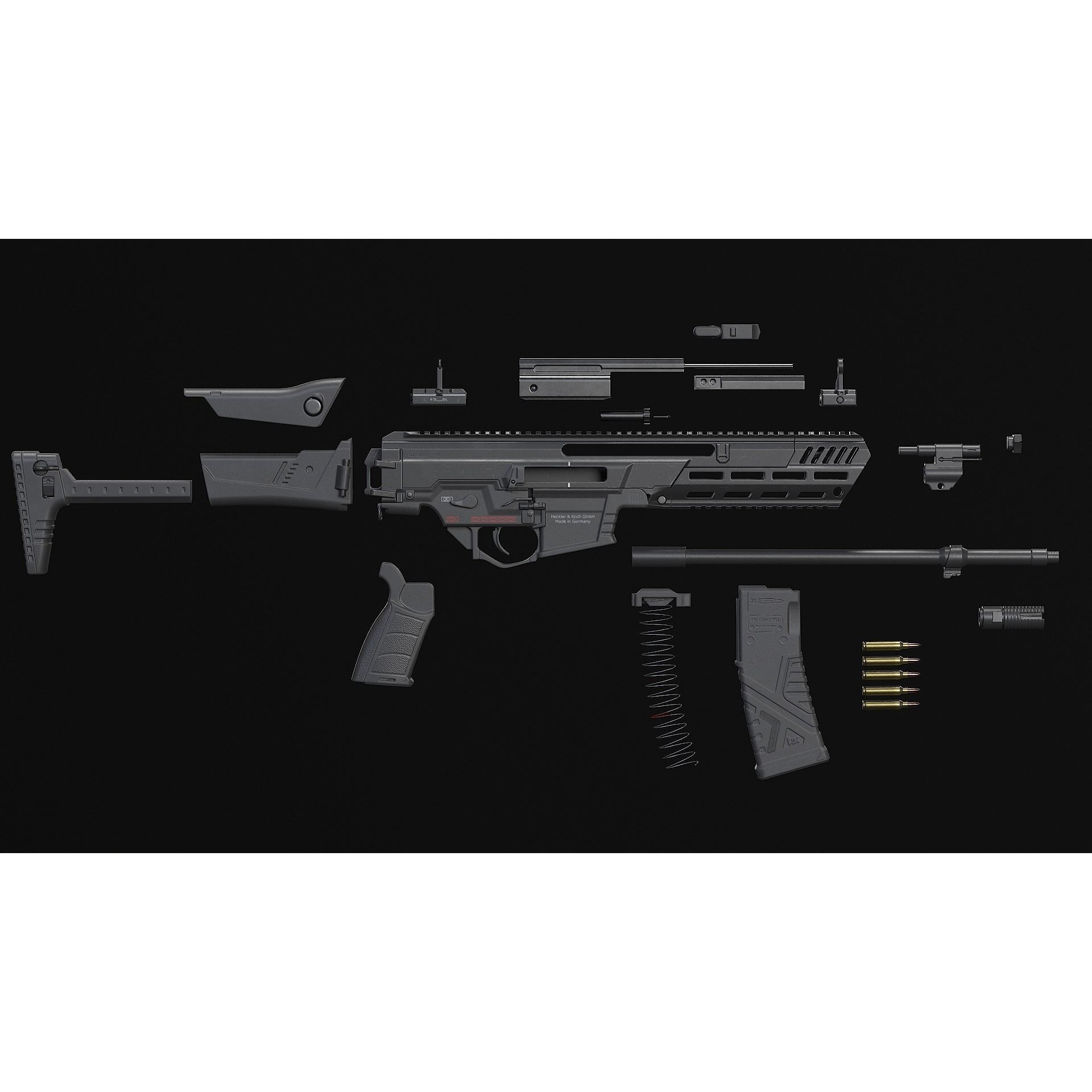 HK433 Assault Rifle - Low-Poly Game-Ready 3D Model