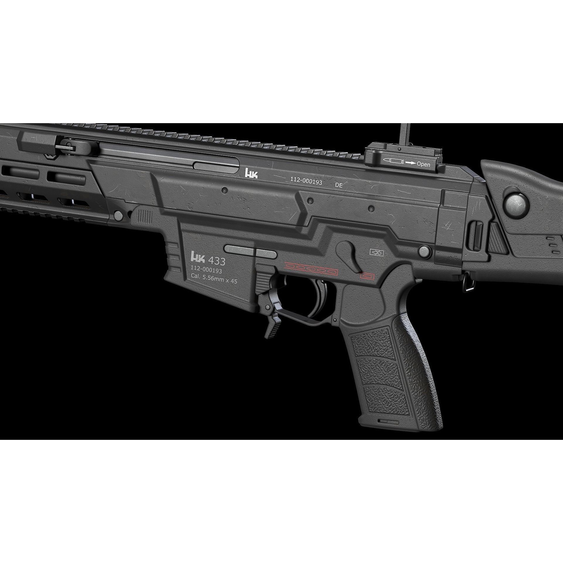 HK433 Assault Rifle - Low-Poly Game-Ready 3D Model - View 10