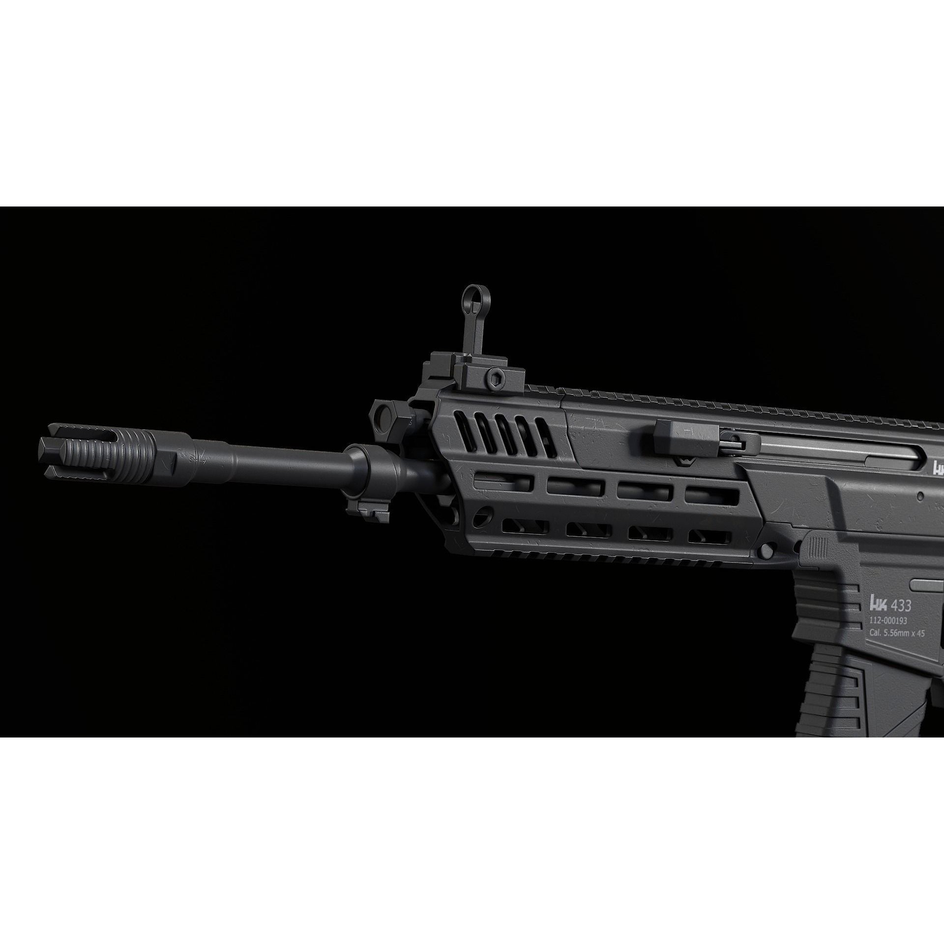 HK433 Assault Rifle - Low-Poly Game-Ready 3D Model - View 11