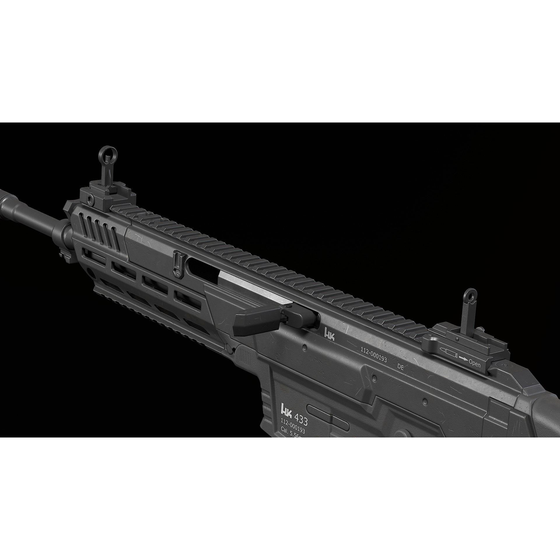 HK433 Assault Rifle - Low-Poly Game-Ready 3D Model - View 12