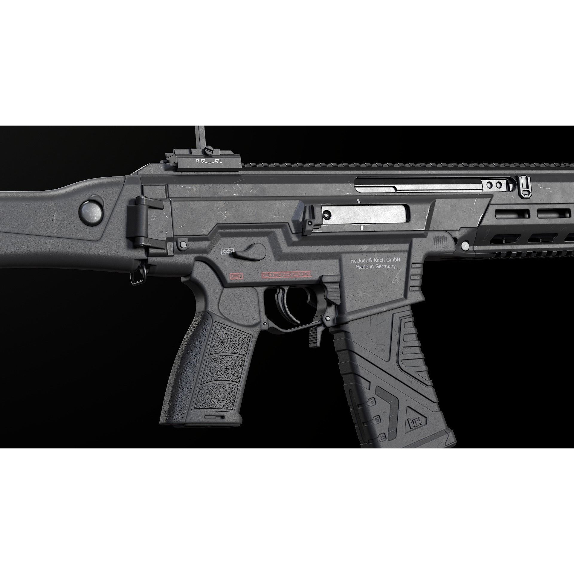 HK433 Assault Rifle - Low-Poly Game-Ready 3D Model - View 13