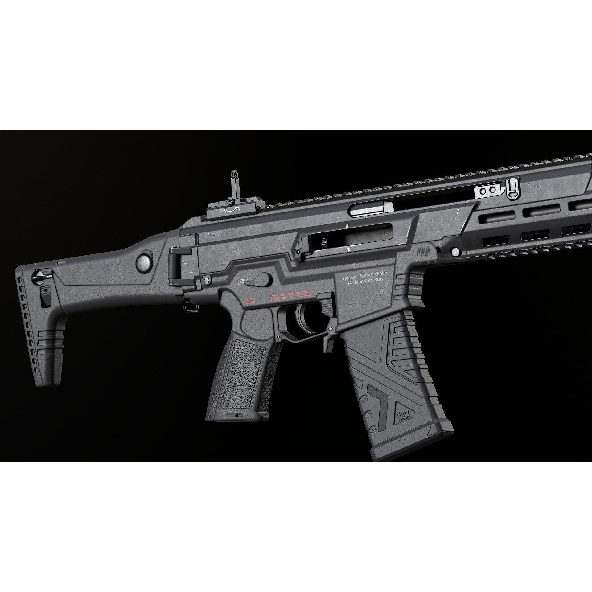 HK433 Assault Rifle - Low-Poly Game-Ready 3D Model - View 14
