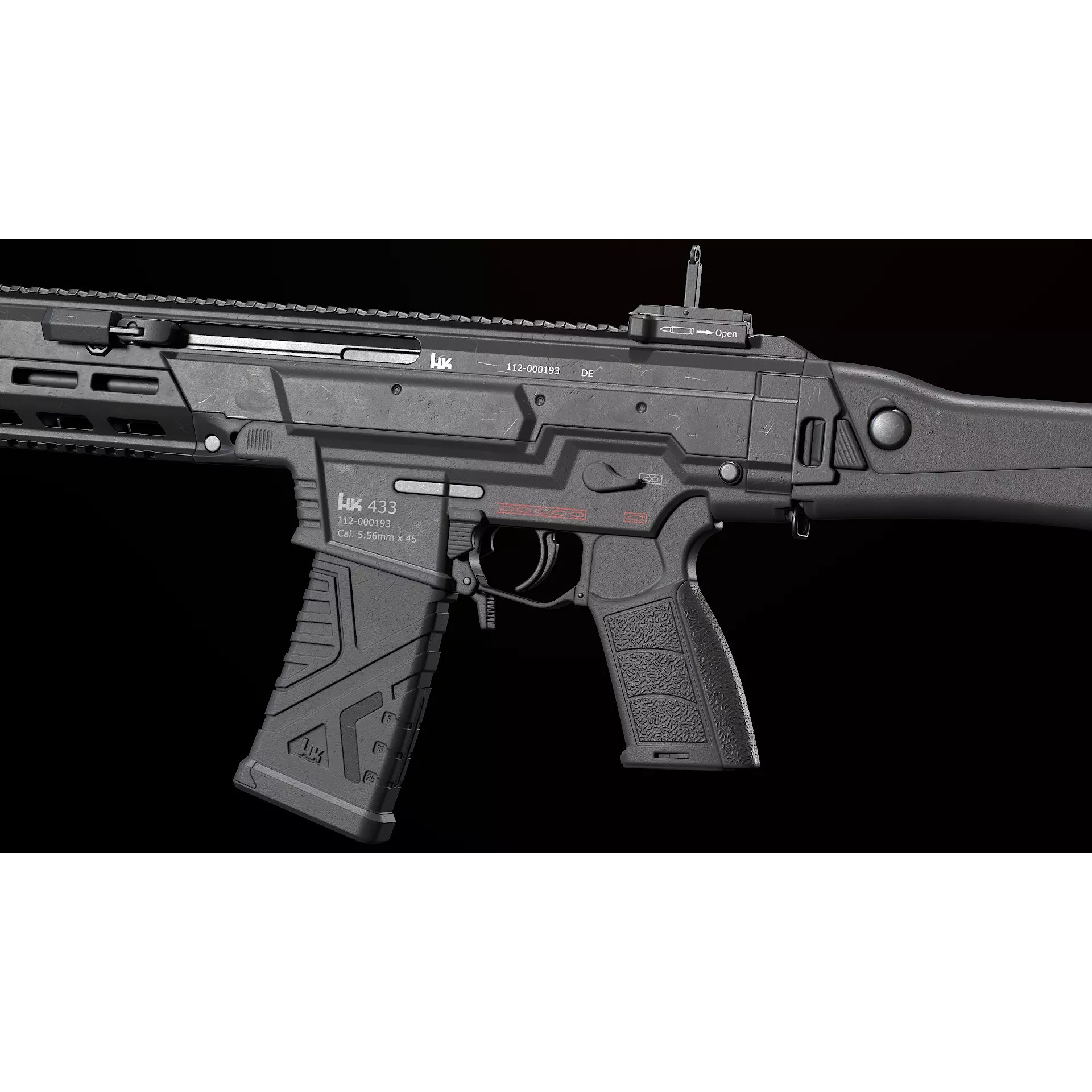 HK433 Assault Rifle - Low-Poly Game-Ready 3D Model - View 2