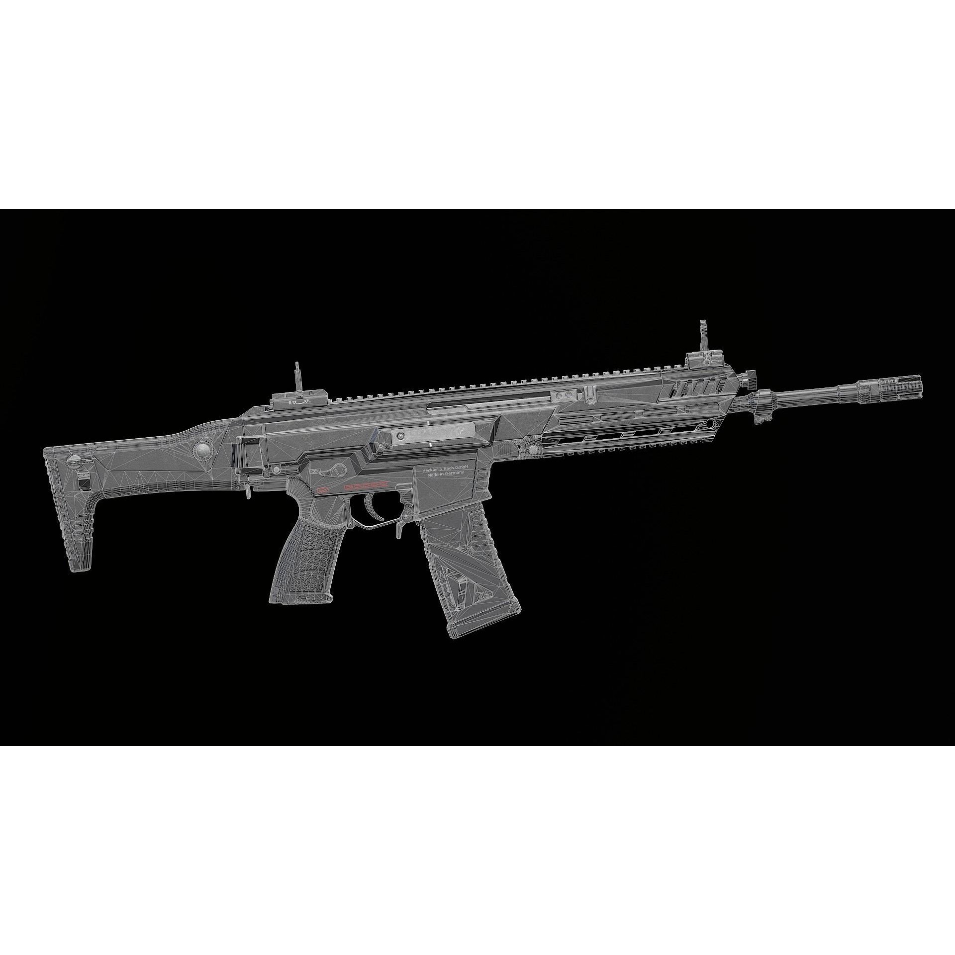 HK433 Assault Rifle - Low-Poly Game-Ready 3D Model - View 22